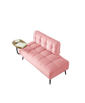 54" Velvet Upholstered Loveseat - 2-Seater Sofa with Rotating Side Table and Memory Foam for Living Room and Bedroom