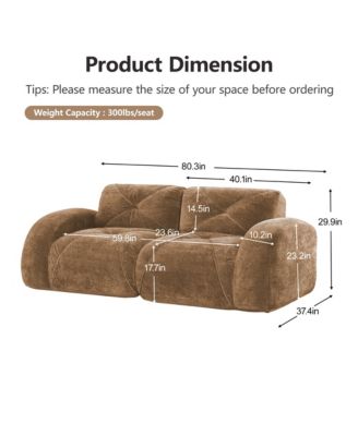80-Inch Velvet Tufted 2-Piece Modular Sectional Loveseat Sofa