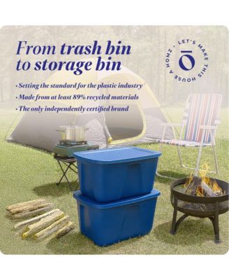 32 Gallon Standard Plastic Storage Container with Secure Lid, 2 Pack