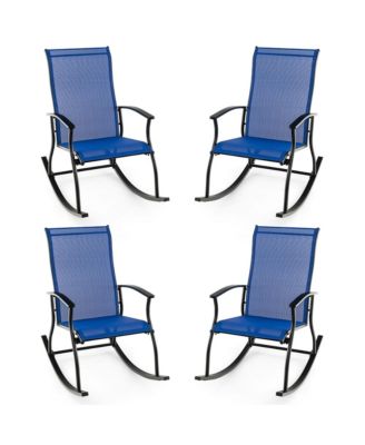 Set of 4 Outdoor Rocking Chair Patio Rocker w/ Breathable Fabric
