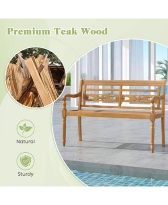 47-Inch Teak Wood Bench for Porch and Patio 2-Person