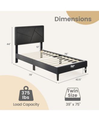 Twin Size Upholstered Platform Bed Frame with High Headboard