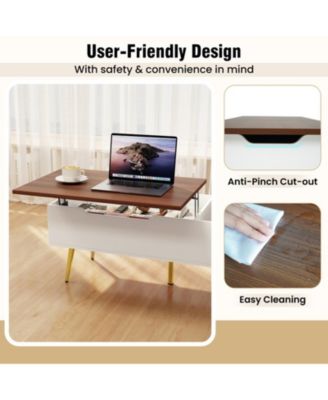 47 in Split Lift-Top Coffee Table with Hidden Compartments