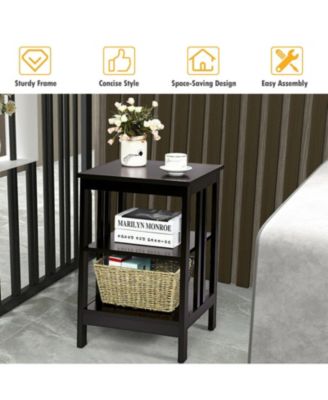 16 in 3-Tier Nightstand Side Table with Baffles and Round Corners