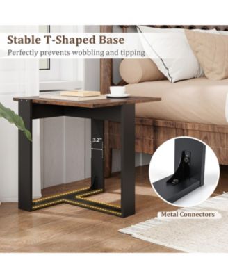 20 in Industrial Square End Table with T-Shaped Metal Base