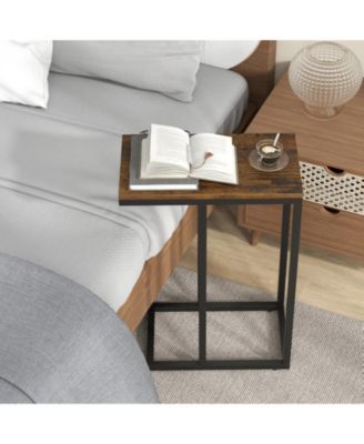 C-Shaped Sofa Side Table with Heavy-Duty Metal Frame, 18 x 10 x 25 in