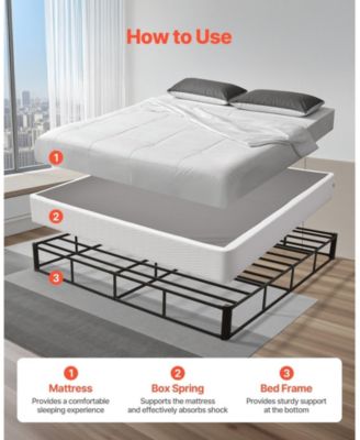 King Size Heavy Duty Metal Bed Frame Box Spring With Washable Fabric Cloth