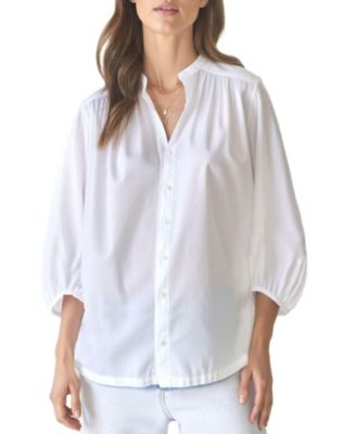 Women's Ocean+Main Cotton Poplin Peasant Top