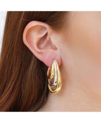 Two-Tone Trio Hoop Earrings 14K Gold-Plated and Sterling Silver