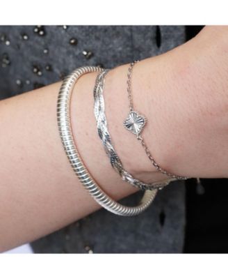 Ribbed Stretch Bangle Sterling Silver