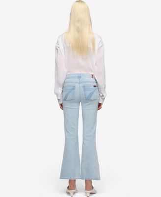 Women's Cropped Boot-Leg Cotton Flare Jeans