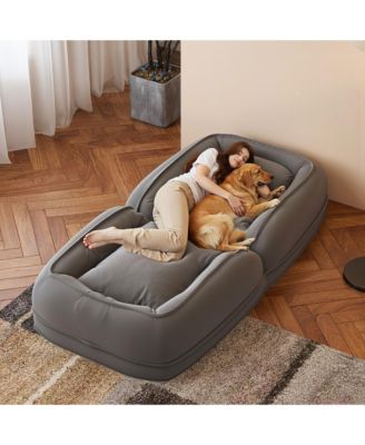 Foldable Lazy Sofa Bed, Corduroy Upholstered  Lounge Chair with 5 Adjustable Position for Living Room, Reading Room, Bedroom