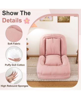 5-Position Adjustable Foldable Lazy Sofa Bed, Space-Saving Corduroy Upholstered Lounge Recliner, Multi-Scene Sleeper Chair for Living Room