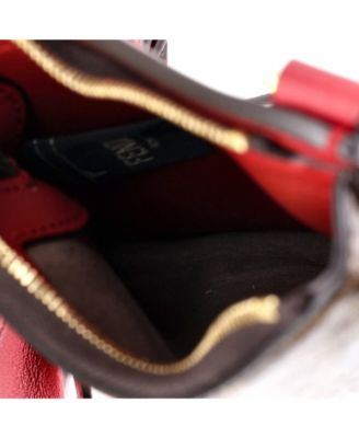 Mini Bustine 3 Pockets Crossbody Bag Leather and Zucca Coated Canvas