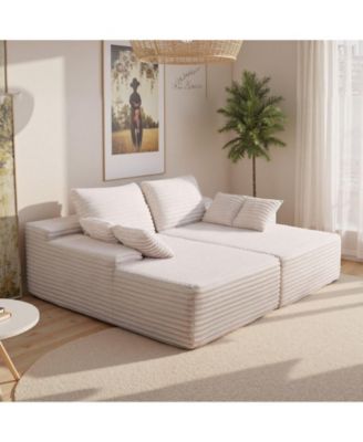 82.7-Inch Double Chaise Corduroy Sectional Sofa with Deep Seat