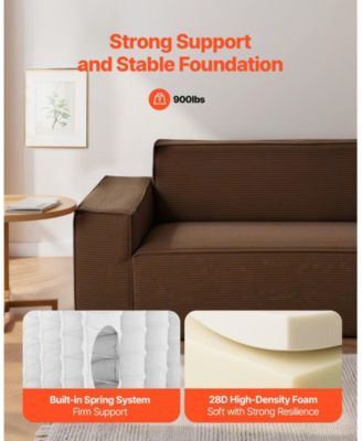 3-Seater Sofa, 83-Inch No Assembly Corduroy Couch with Memory Foam