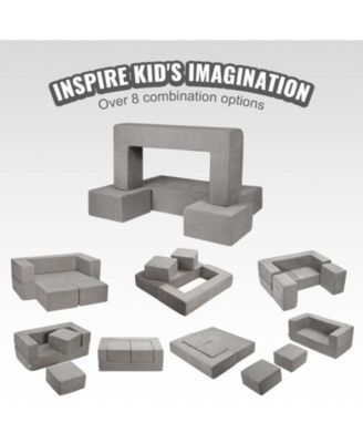 4Pcs Modular Kids Play Couch Toddler Sofa Bed for Playroom