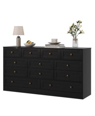 12 Drawers Wooden Dressers for Bedroom, Modern Wood Chest of Drawers Clothes Storage Organizer for Living Room