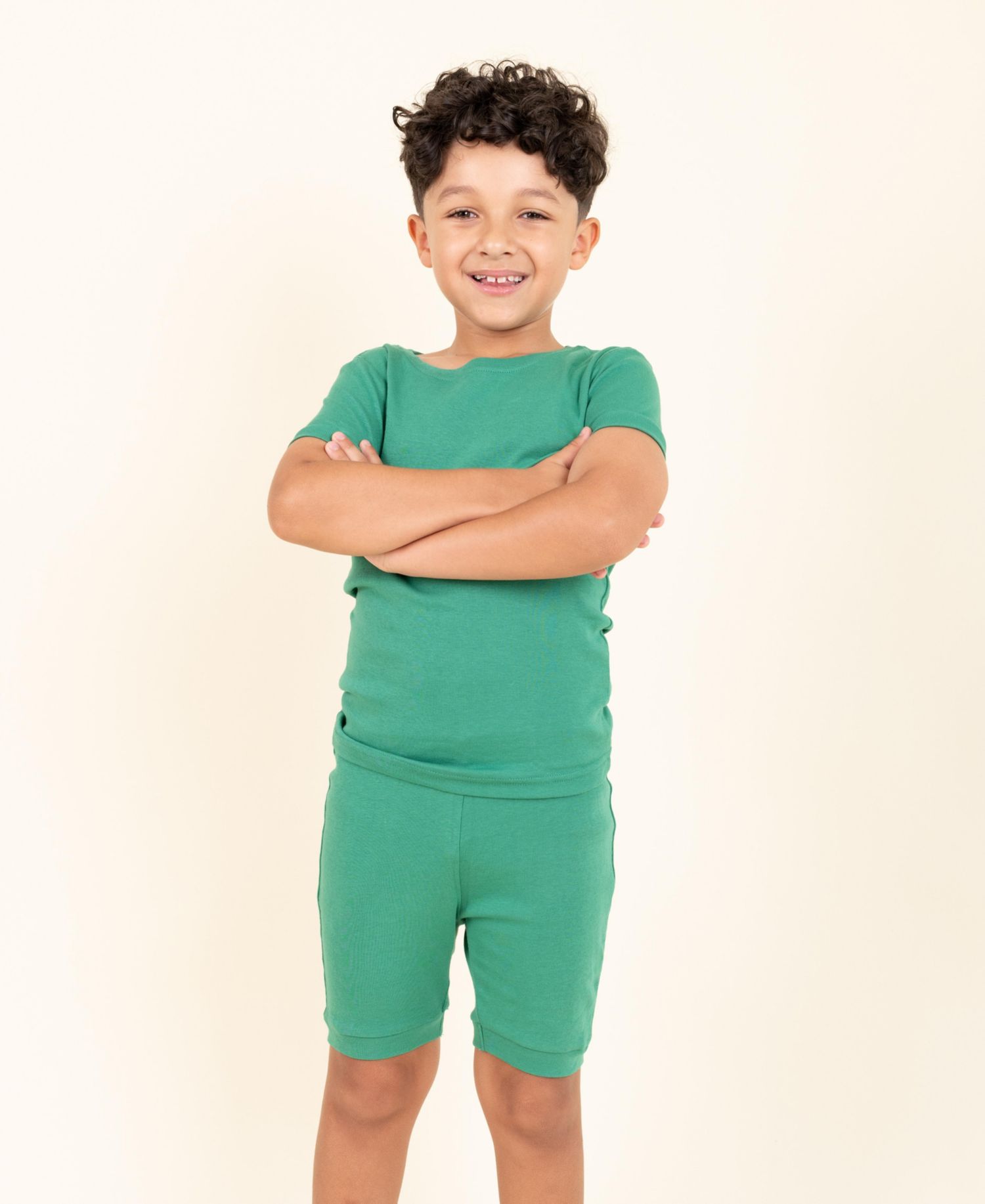 Toddler Matching Family Two Piece Cotton Short Sleeve Shirt and Shorts Solid Color Pajamas 2T-5T