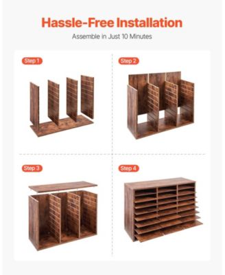 Literature Organizer, 27 Compartments, Wood Mailbox Sorter for File Storage