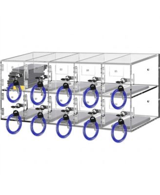 Cell Phone Storage Locker, 10 Slots, Acrylic Wall-Mounted Cabinet with Locks