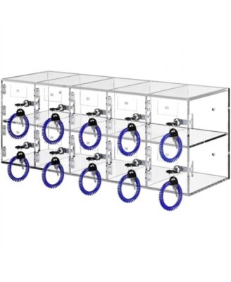 Cell Phone Storage Locker, 10 Slots, Acrylic Wall-Mounted Cabinet with Locks