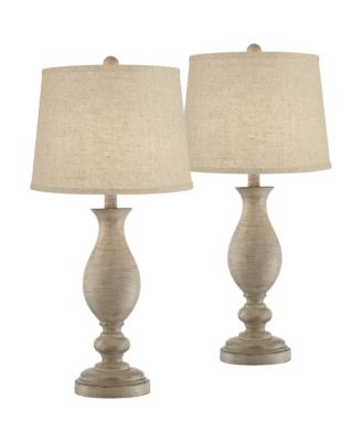 Serena Country Cottage Table Lamps Tall Set of 2 Burlap Shade for Bedroom Living Room Bedside Office Nightstand