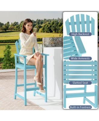 Tall Acacia Wood Adirondack Chair with Armrests and Built-In Footrest