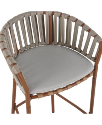 Lodi Outdoor Metal Rope Barstool with Cushion, Patio Bar Chair Set of 2