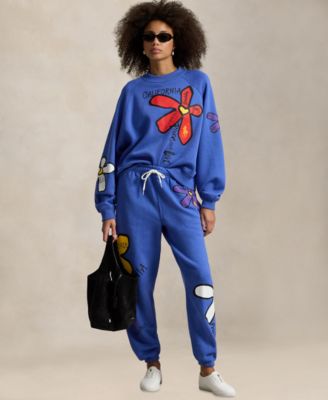 Women's Floral Graphic High-Rise Tapered Sweatpants