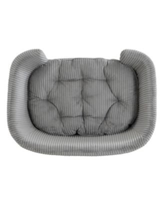 Zeus and Ruta Elevated Cat Bed Frame for Kittens/Cats with Corduroy Cat Couch, Rubber Wood Legs, Supportive Foam