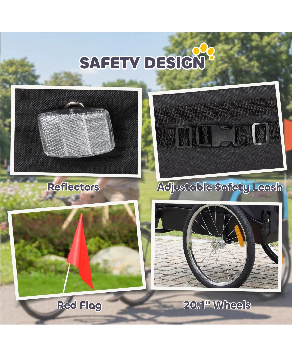 Zeus and Ruta Cat Bike Trailer with 20 Air Tires Quick Release Wheels Reflectors Flag Spacious Design Easy Setup