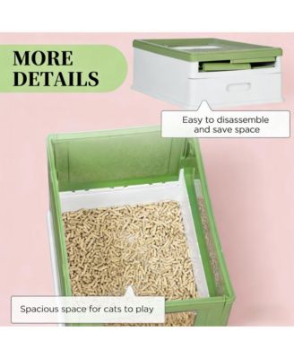 Zeus and Ruta Enclosed Cat Litter Box with Front Entry Odor Control Easy Clean Design Large Capacity