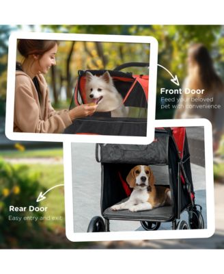 Zeus and Ruta Cat Stroller with One Click Foldable, Shock Absorbing Wheels, Easy Storage, Indoor/Outdoor Ready