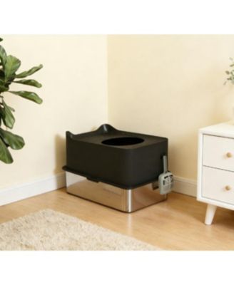 Zeus and Ruta Cat Litter Box with Scoop, Top-Entry Design, Non-Slip Pads, Odor Control, Easy Cleanup, Jumbo Capacity