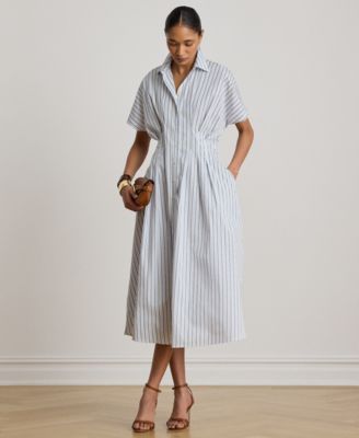 Petite Button-Up Short-Sleeve Shirt Dress