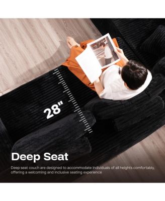 3-Piece L-Shaped Cloud Sectional Sofa with Oversized Chaise Lounge, No-Assembly Living Room Furniture Set, Plush Modular Couch and Comfy Chair