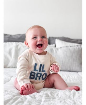 Baby Boys Lil Bro Embroidered Patch Long Sleeve Romper