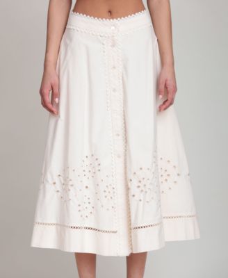 Women's Cotton Tea-Length Button-Front Skirt