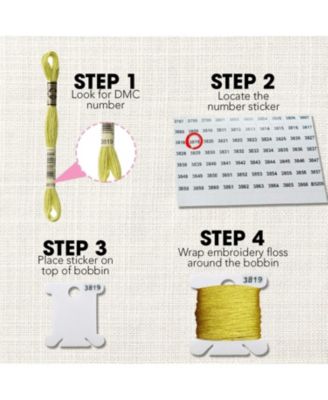 Embroidery Floss Organizer Storage Box Bobbin Winder 24 Compartments 40 Plastic Bobbins Stickers Craft DIY Sewing