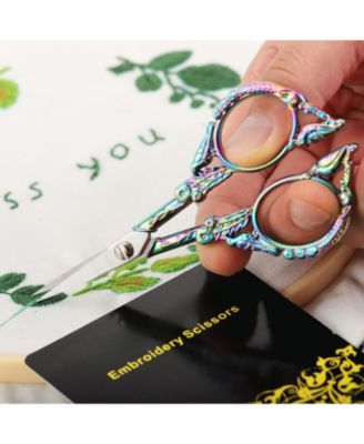 4.6” Vintage Detail Shears Sewing Embroidery Craft Artwork Needlework Yarn Handicraft DIY Tool Thread Snips Rainbow Bird