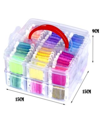188 Embroidery Floss Set Cross Threads Friendship Bracelet String 2-Tier Transparent Box Bobbins Kits