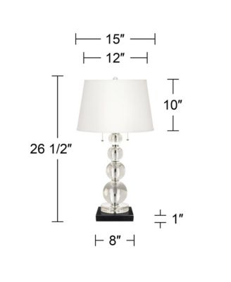 Modern Table Lamp 26 1/2" High Square  Marble Riser Crystal Spheres Drum Shade for Bedroom Living Room
