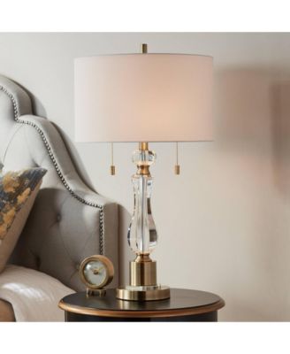 Jordan 27 1/2" Tall Traditional Table Lamp Pull Chain Brass Finish Metal Crystal Single Living Room Bedroom