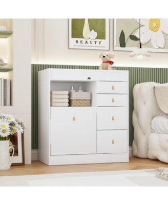 Changing Table With 5-Drawers,Kids Dresser with Shelf
