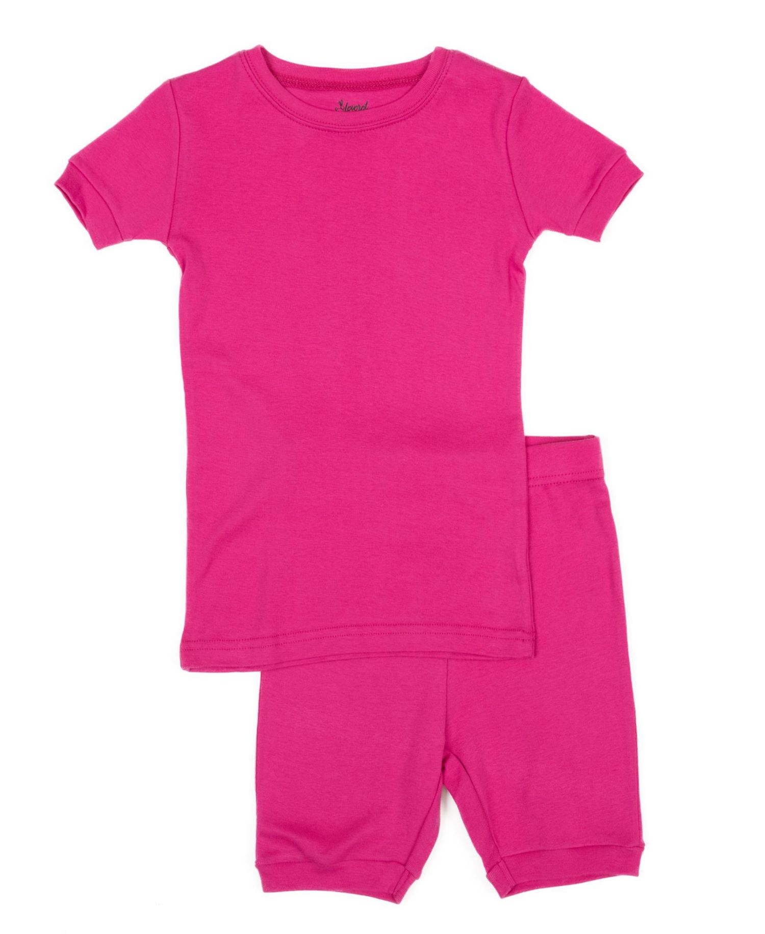 Kids Matching Family Two Piece Cotton Short Sleeve Shirt and Shorts Solid Color Pajamas 6-14