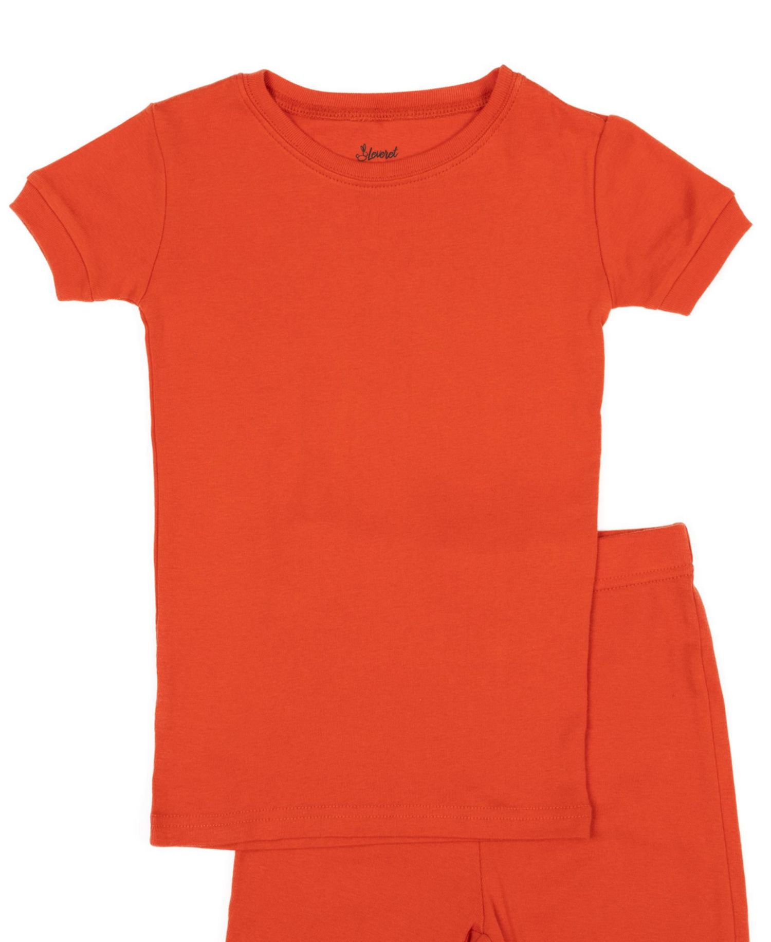 Kids Matching Family Two Piece Cotton Short Sleeve Shirt and Shorts Solid Color Pajamas 6-14