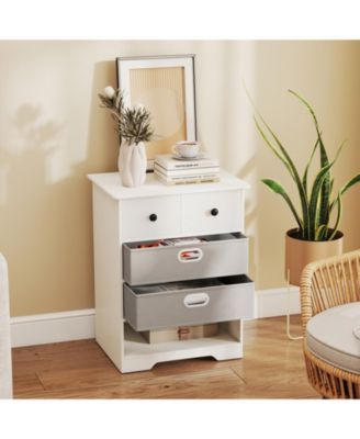 4-Drawer Storage Dresser with Open Shelves Modern Design