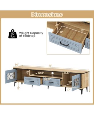 Farmhouse TV Stand for TVs up to 80 in with Two Drawers