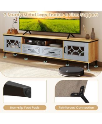 Farmhouse TV Stand for TVs up to 80 in with Two Drawers